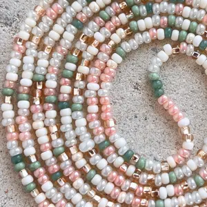 SAKURA - Tie On Waist Beads - 45 to 60 inches Waistbeads - Pink Waistbeads - Made By Venus Waistbeads