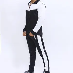 Soofi Men's Tracksuits - Premium Quality, Black and White and Teal Zip-Up Jacket with High Collar, Men Set Track Suits 2 Pieces Casual Athletic Jogging Warm Up Full Zip Sweat Suits