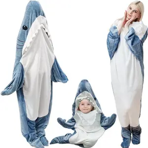 Wearable shark blanket hooded sweatshirt one-piece adult&sleeping bag