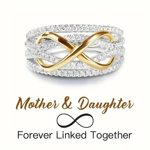 Exquisite Zirconia Inlaid Infinite Love Ring for Women, Elegant Ring for Marriage, Engagement Promise Rings Jewelry Luxurious Shiny Zirconia Ring Wedding Bands