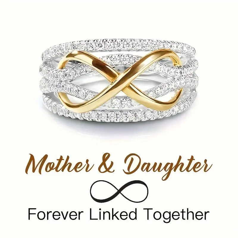Exquisite Zirconia Inlaid Infinite Love Ring for Women, Elegant Ring for Marriage, Engagement Promise Rings Jewelry Luxurious Shiny Zirconia Ring Wedding Bands