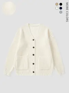 Men's Soft Knit V-Neck Cardigan, Warm and Comfortable, Fitted, Classic Button Design, Versatile Fashion Casual Wear, Unisex Winter