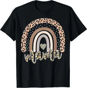 Mama Leopard Rainbow Cheetah Print Mommy Mother's Day tee T-Shirt