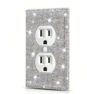 SHEIN Wall Plate Outlet Covers, Plug Covers For Electrical Outlets, Standard Size 4.50" X 2.76",  Silver Rhinestones Bling Decorative Light Switch Cover Plate For Bedroom Accessories Home Decor