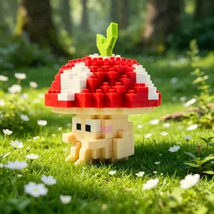 Cute Mushroom Series Creative Building Blocks, Mushroom, Mushroom, Shiitake, Stress Relief Toy Model, Assembly Puzzle Decor, Brick