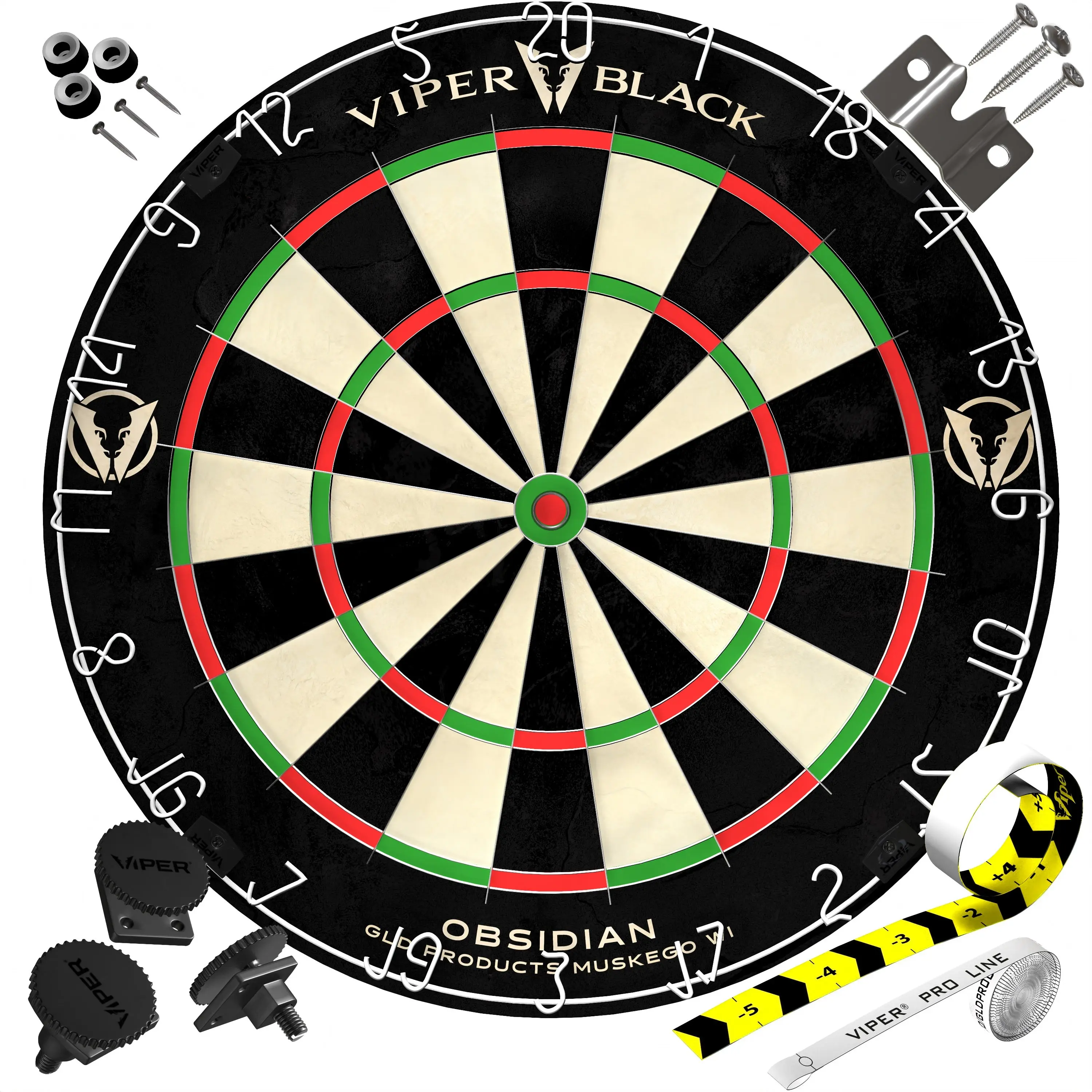 WDF Accredited Black Dartboard, Professional 17.75" Sisal Pro Dart Set with Self-Healing Fiber and Staple-Free Razor-Thin Wires, Tournament