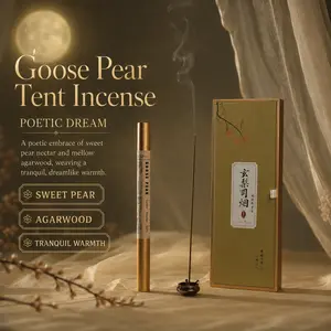 Flow - Goose Pear Bedchamber Incense Sticks 10g, Traditional Ancient Li Yu Formula, Natural Pear-Infused Agarwood Sandalwood Powder, Sweet Fruity Woody Calming Scent, Soothing Aroma For Sleep Relaxation, Vintage Fragrance For Study Bedroom Night Rituals