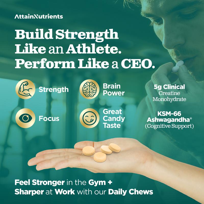 Gains & Brains 5g Creatine Chews NSF Certified - 3rd Party Tested