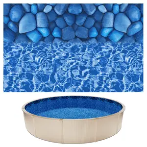 VEVOR 18ft Round Overlap Pool Liner, 18x52x0.4 PVC Vinyl for 52in Steel Sided Above-Ground Pools, Wrinkle-Free, Easy-to-Install, Outdoor Boulder Swirl Design with Leak Patches