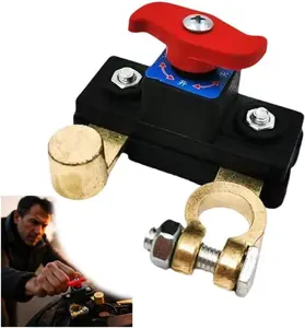 VAYWET Car Battery Power Cut-Off Switch Breaker, 12V/24V Universal Top Post Battery Quick Disconnect, Pure Copper Stable Transmission High Conductivity Disconnect Isolator Automatic Manual Circuit Leak Protector Flame-Retardant Cover for Car Truck Boat Rv
