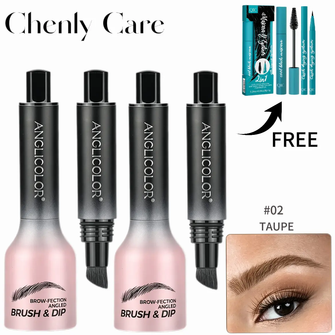 Chenly Care 2Pcs Microblading Eyebrow Pen with Angled Brush Tip, Brush & Dip Brow Applicator - Adult Makeup for Natural Hair-Like Strokes, Quick-Drying Long-Lasting Defined & Fuller Brows