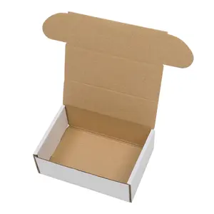 Corrugated Paper Box for Shipping & Storage, Sturdy Lightweight Moisture Proof, Easy Assemble White & Yellow Cardboard Boxes (6x4x2 inch), 50-Pack