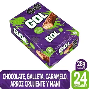 GOL Chocolate Cookie Caramel Crunchy Rice and Peanuts 24 Units 28g Each