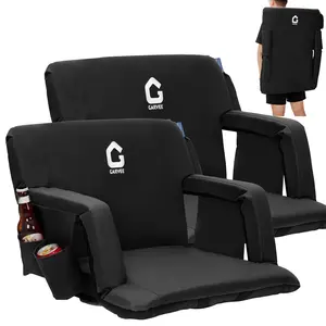 Sports stadium seats with back support and soft cushions - ultra wide 24.5-inch bleached chair with anti slip pad - tiltable sports stadium football seat -6 adjustable angles, large pockets, cup holder