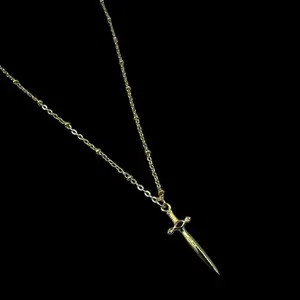 Red Jewel Gold Dagger Necklace