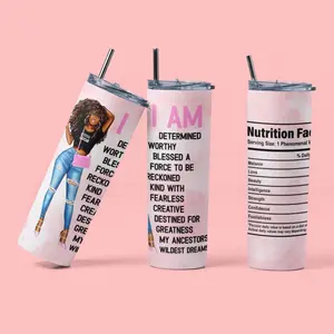 Black Women Tumbler - Perfect for Your Morning Drinks - Bottle, Drinkware Cup Washable Reusable Water Bottles Beverage