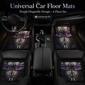 4pcs Dragonfly Car Floor Mats, Automotive Mats, Car Mat Set, Car Accessory, All Season Non-Slip Universal for Suv Sedan Truck, Floor Mats for Trucks, Durable Washable Auto Carpet, Perfect Gift for Men Women