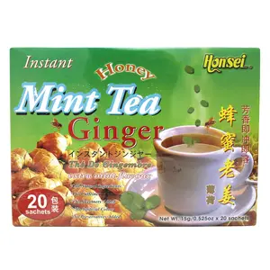 Honsei Instant Ginger Honey Mint Tea, 15g/0.52 oz.20 Sachets 1 Box