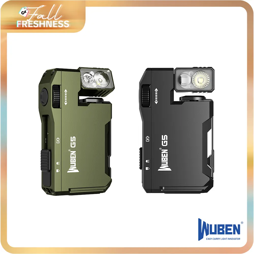 【EDC Flashlight】WUBEN G5 Pocket Flashlight – 400LM Brightness, RGB Light, 180° Head, USB-C Rechargeable, For EDC, Night Work, Camping