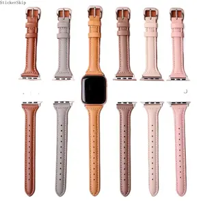 2026 Trendy Ultra-Thin PU Leather Apple Watch Band – Slim Lightweight Replacement Strap Compatible with Series 4–9, SE & Ultra, Soft Comfortable Classic Wristband for Daily Wear, Office & Gift