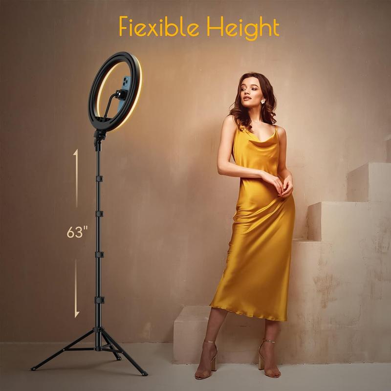 10" Selfie Ring Light with 63'' Tripod Stand,  Phone Holder, Dimmable/Speed LED Ring Light for iPhone & Android tripod ring light Smartphone Cellphone