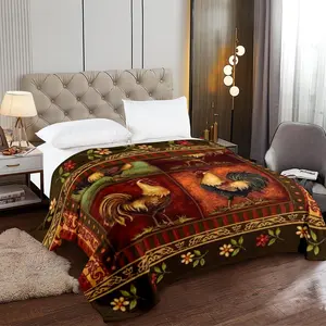 Rooster Pattern Blanket, 1 Count Soft Comfortable Throw Blanket, Cool Bedroom  Warm Napping Blanket for Home Office Travel Dormitory