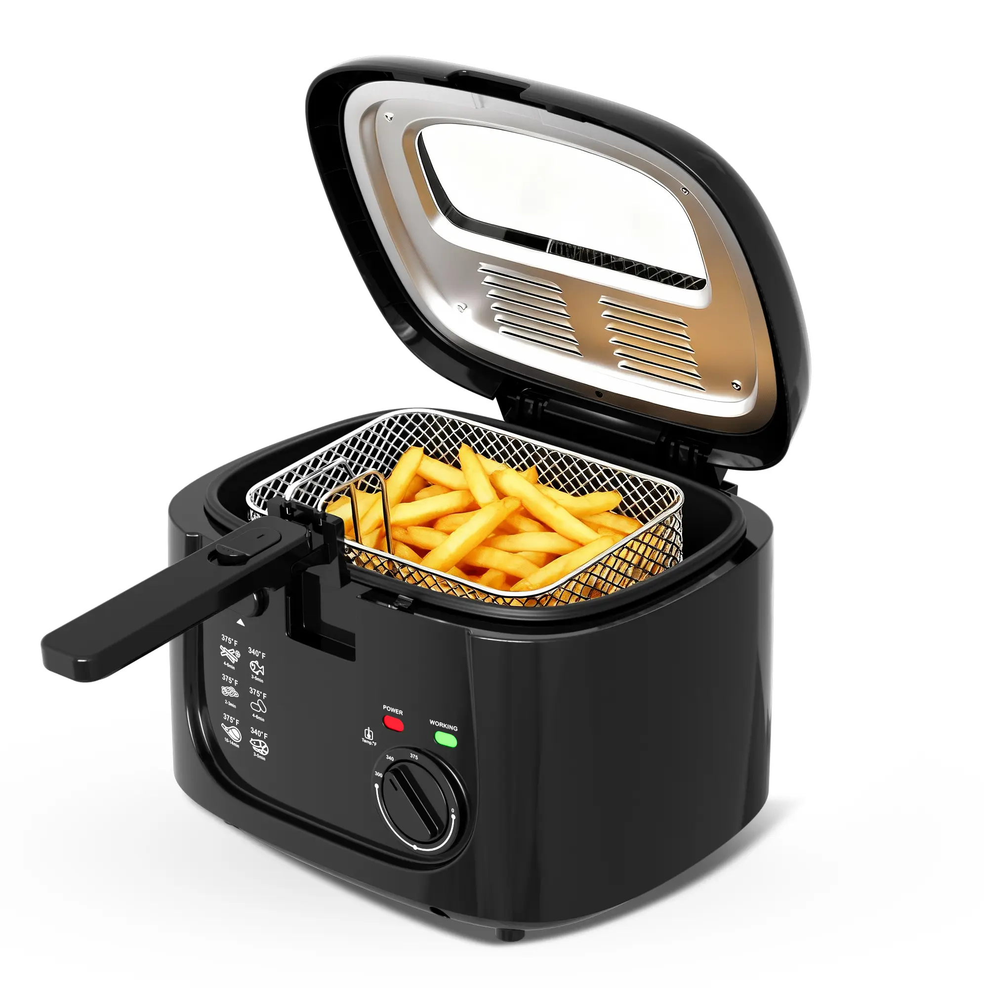 KEINVE Electric Deep Fryer with Basket, 2.5L Oil Fryer with Non-Stick Inner, Viewing Window, 1600Watt Fast Heating