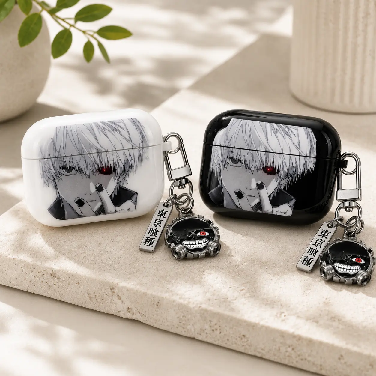 NO KEYCHAIN INCLUDED Tokyo Ghoul AirPods Case – Durable Protective Polycarbonate Shockproof Design, For AirPods Gen 1 2 3 4 Pro, Japanese Anime Style Original version