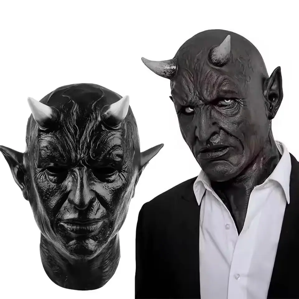 Ikari Realistic Creepy Latex Devil Mask - Comfortable, Breathable, Lightweight Adult Halloween Carnival Accessory for Villain Cosplay Props (Festive & Party Supplies, Party Hats, Masks & Accessories)