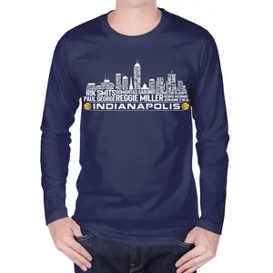 Indiana Pacers Basketball Team All Time Legends Indianapolis City Skyline hoodie sweatshirt Casual Menswear Stylish Basic Graphic Long Sleeves