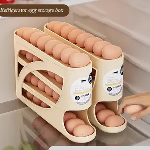 Rolling Egg Storage Box Home Multi-Layer Incline Automatic Rolling Egg Holder Refrigerator Side Door Organizer Rack 2 Pack Holds Up to 30 Eggs Refrigerator Accessories