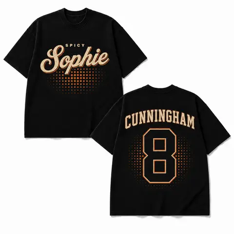 Men's Sophie Cunningham Spicy Sophie No.8 Double-Sided Graphic Menswear Top - Short-Sleeve, Round Neck, Machine-Washable Casual Basketball Fan T-Shirt