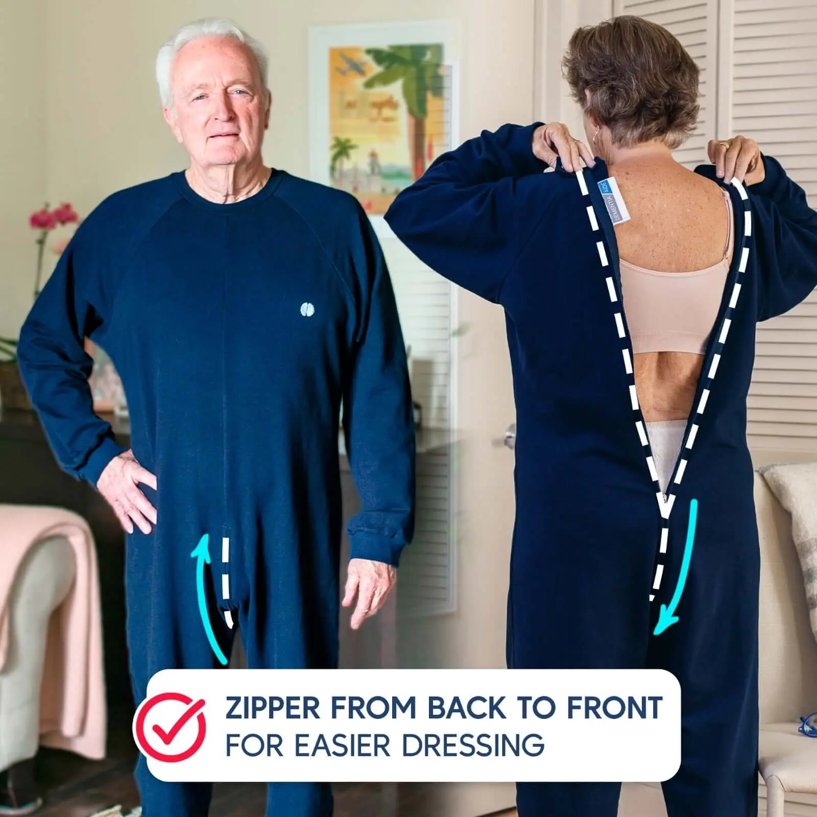 Alzheimers and Dementia Clothing - Anti-Strip Jumpsuit