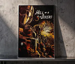 Epic Poster: "Helldivers 2 – United Against the Bugs" – A Bold Statement for Co-op Gaming Collectors, Perfect for Gaming Lounges and Fan Galleries