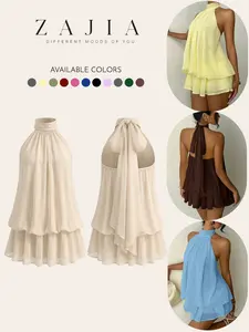 Women's Summer Sexy Halter Sleeveless Backless Bodycon Fit Mini Dress, Perfect for Parties & Clubs, Stylish Boho Design, Womenswear
