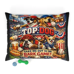 "Top Dog" Baseball-Series Pet Bed Pillow Throne