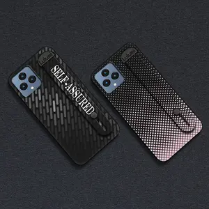 mature Back Cover Phone Case For TCL T-Mobile Revvl6/T Phone Plain color Wrist Strap Kickstand Soft case Shockproof Waterproof protective geometry Silicone Phone Holder Anti-knock