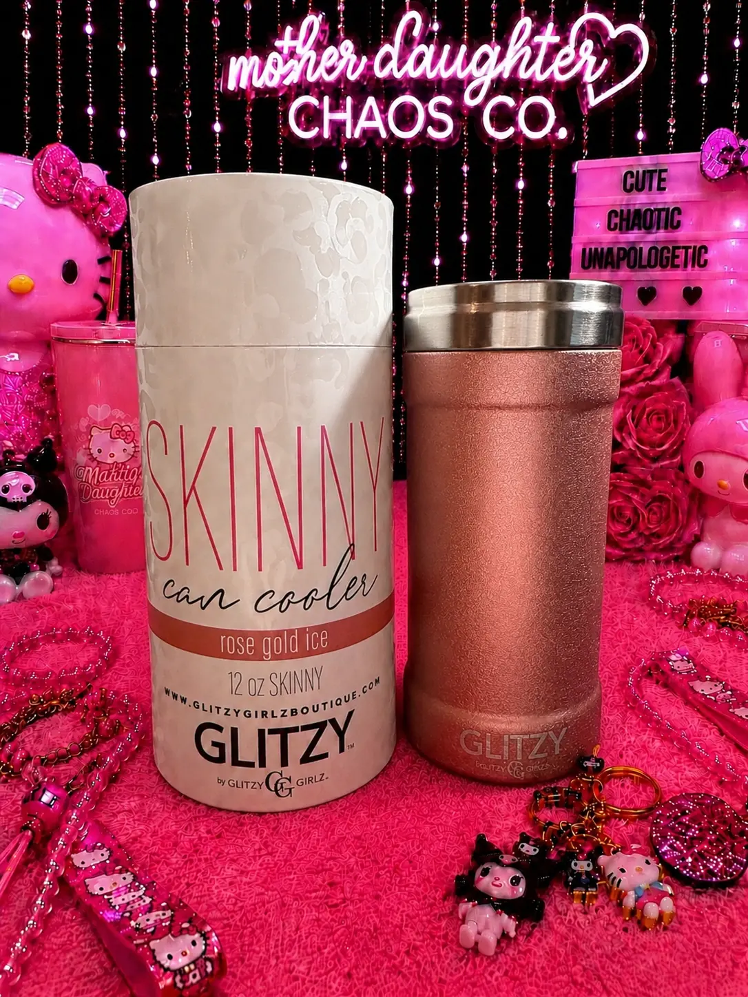 Glitzy Girlz Skinny Cooler - Rose Gold Ice