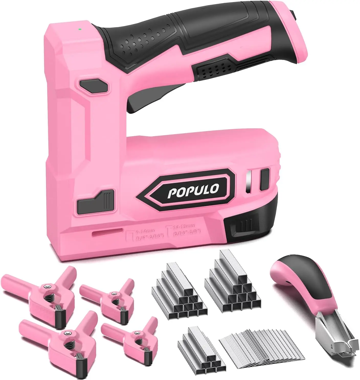 Pink Electric Staple Gun, 4V Battery Powered Staple Gun, 2-in-1 Electric Stapler & Brad Nailer with 2600 &, USB-C for Upholstery, Wood, Crafts & DIY
