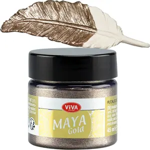 Viva Decor Maya Gold (Cappuccino) 1.52 Fl Oz - Shiny metallic acrylic paint for creative works on wood, glass, and porcelain. Impact-resistant, smudge-proof, and weatherproof for long-lasting results
