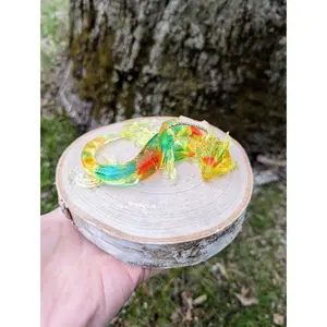 Stained Glass Dragon Dice Guardian Baby Dragon Dice Guardian Water Dragon for Guarding Dice TTRPG Dice Buddies Dragon Figurine Tabletop