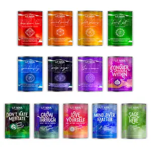 Lit Soul Candles - Meditation Candle w Crystal - Mini Size - Est 30-40hr Burn Time