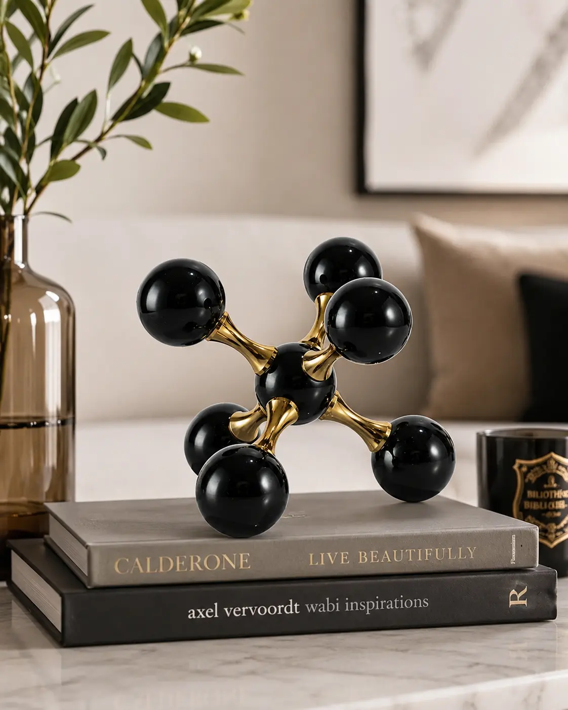Black and Gold Decorative Jack Sculpture Set