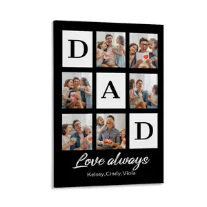 BARLEY ONE Click “Shop Chat”, Send Photo to Customize  Dad Day Personalized Canvas Painting (3:4), Family Photo Collage Frame with Photos, Text And Names, Making It A Memorable Family Wall Decoration Gift for Dads, Grandpas, And Husbands.