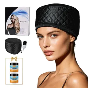 Hair Care Heating Cap With Two cans of keratin hair mask, 10-Level Quick Heat Adjustable-Temperature Steam Cap for Deep Conditioning Hair Treatment, Adjustable Hair Bonnet, Ideal Gift for Girlfriend Hair Dryer Bonnet