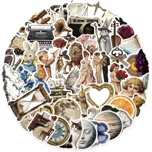 50pcs Cartoon Retro Art Aesthetic Graffiti Series Stickers, Suitable for Faith Based Designs Such As Scrapbooks, Diaries, Laptops, Water Bottles, Cars, Etc., As Gifts with Positive Information