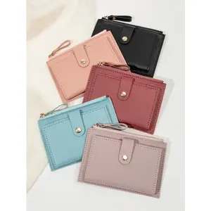 Minimalist and Fashionable Women's Short Card Holder, Ultra-Thin Mini PU Leather Coin Purse, Women's Credit Card Holder Wallet with Multiple Slots, Card Bag