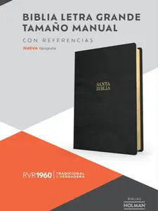 Biblia letra grande tamaño manual, 12 Puntos, Reina Valera 1960,  negro piel fabricada