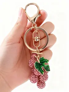 Creative Cute Rhinestone Fruit Keychain, Metal Buckle Car Key Chain, Fashionable Alloy Keychain, Fashion Bag Pendant, Perfect Gift for Women, Valentine's Day, Mother's Day, Bling Bling Keychains