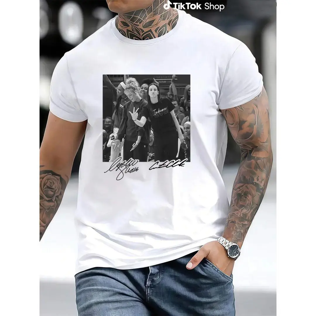 Women's Caitlin Clark Sophie Cunningham Round Neck Short-Sleeve T-Shirt - Unisex Indiana Basketball #8 Fan Tee, Classic Fit Casual Streetwear Versatile Wear Valentines Day Childrens Day Top
